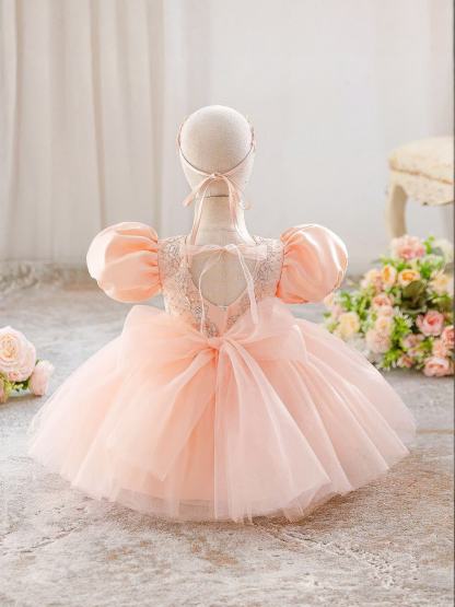 Satin Rosette Short Sleeve Midi Dresses - image 5