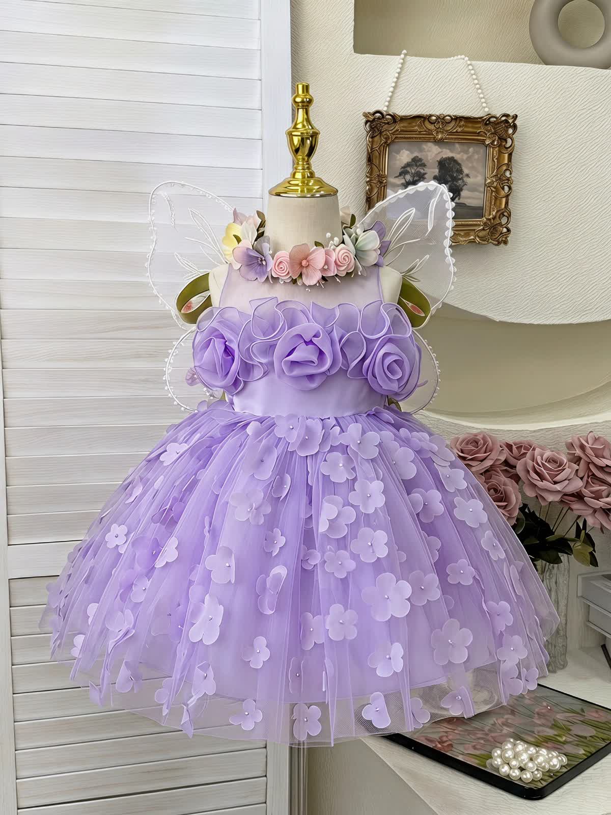 Mesh Rosette Sleeveless Midi Dresses Without Wing - image 2