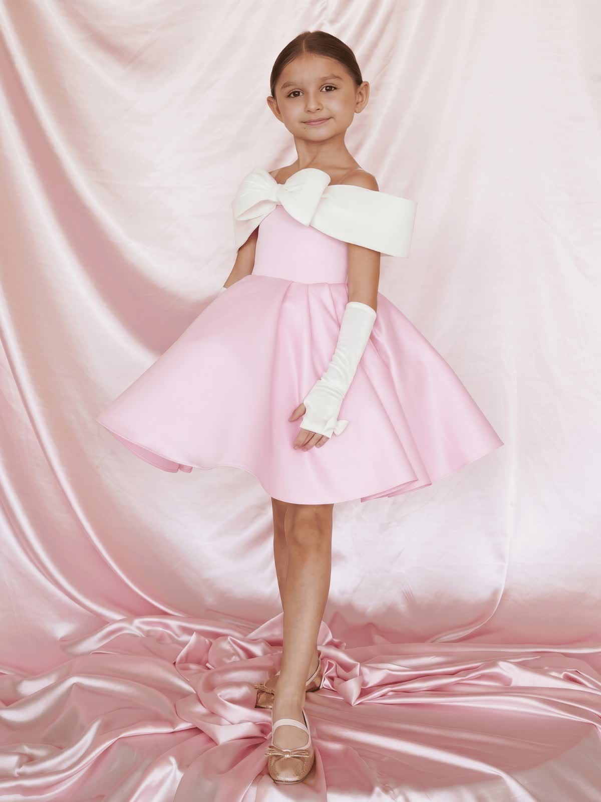 Satin Bow With Gloves  Dresses - image 3