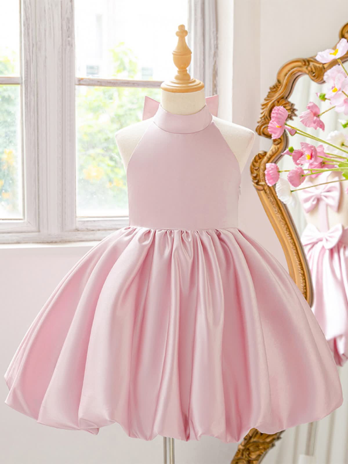 Satin Bow Backless Sleeveless Short Dresses - image 2