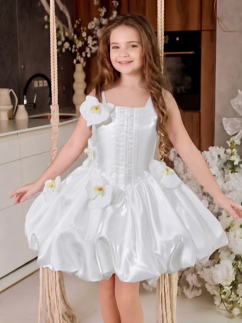 Satin Rosette Sleeveless Short Dresses - image 2