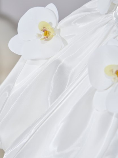 Satin Rosette Sleeveless Short Dresses - image 9