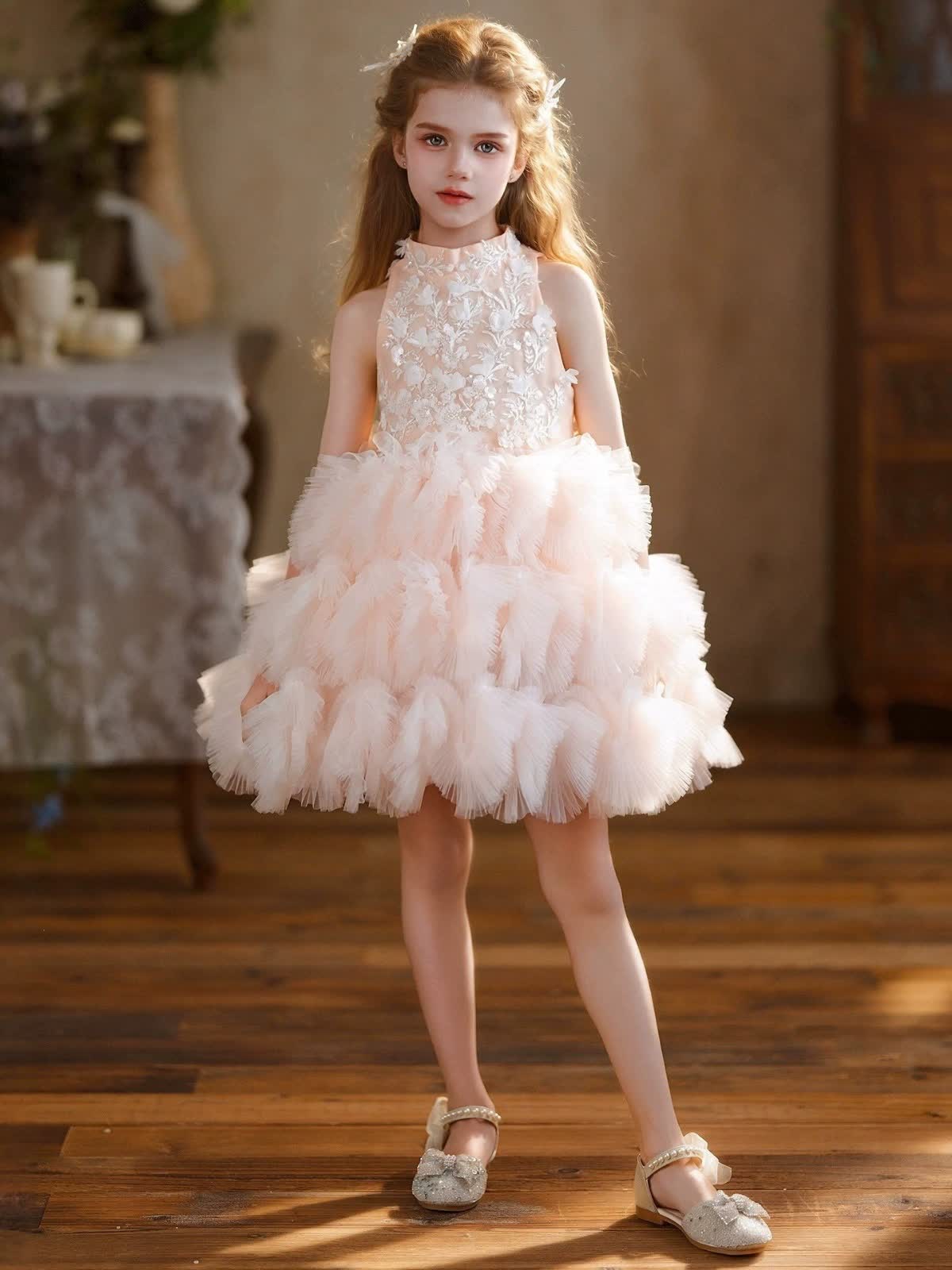 Mesh Ruched Sleeveless Short Dresses - Light Pink - 160cm - image 1