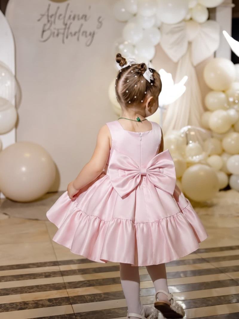 Chemical Fiber Blend Bow Sleeveless Short Dresses - image 2
