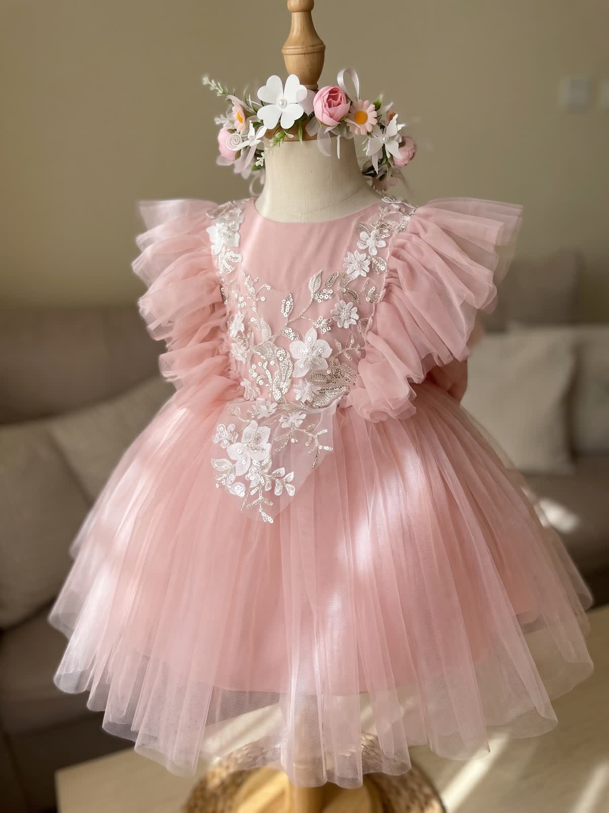 Mesh Bow Sleeveless Midi Dresses - Pink - 160cm - image 1