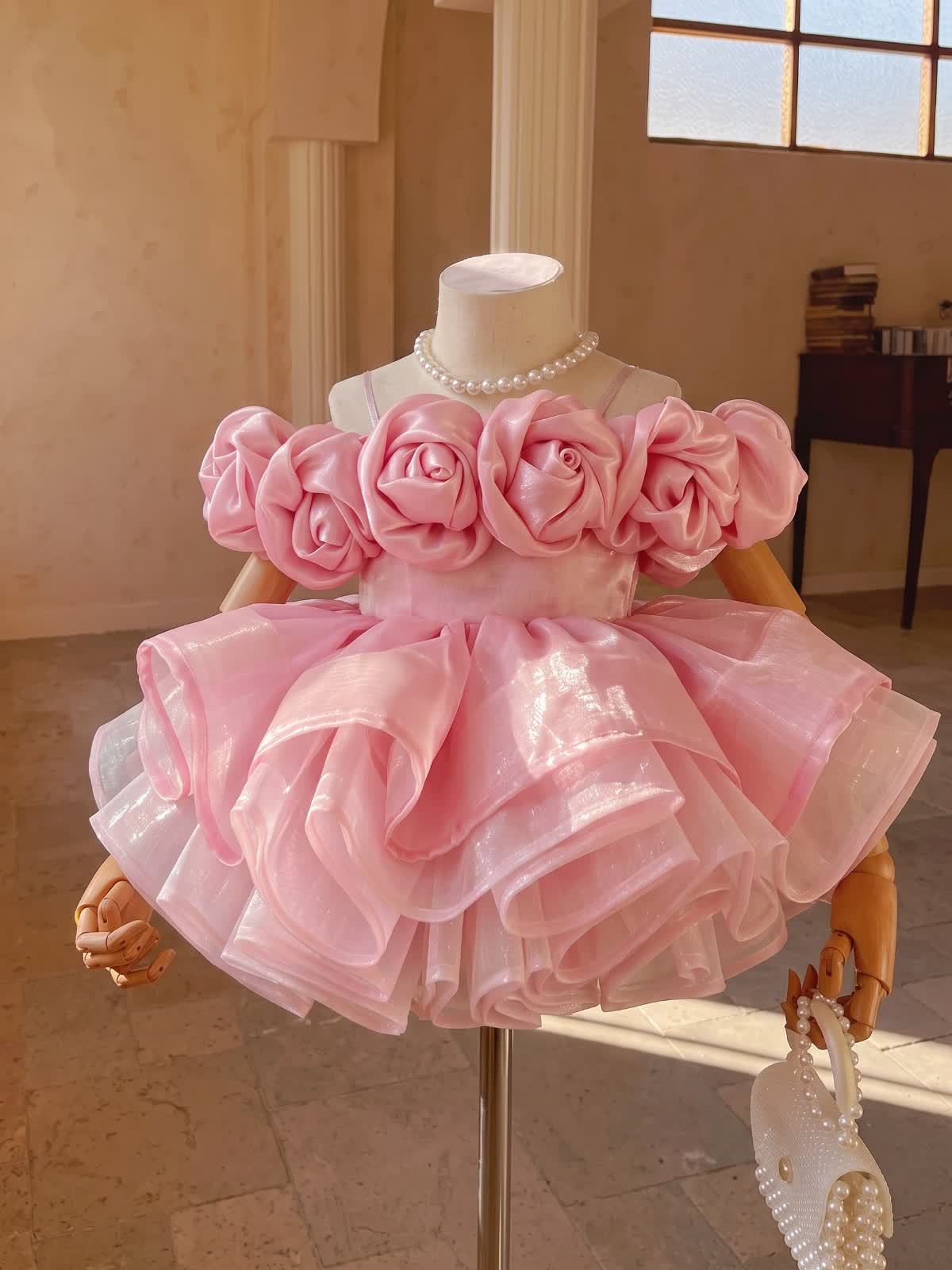 Organza Rosette Sleeveless Short Dresses - image 2