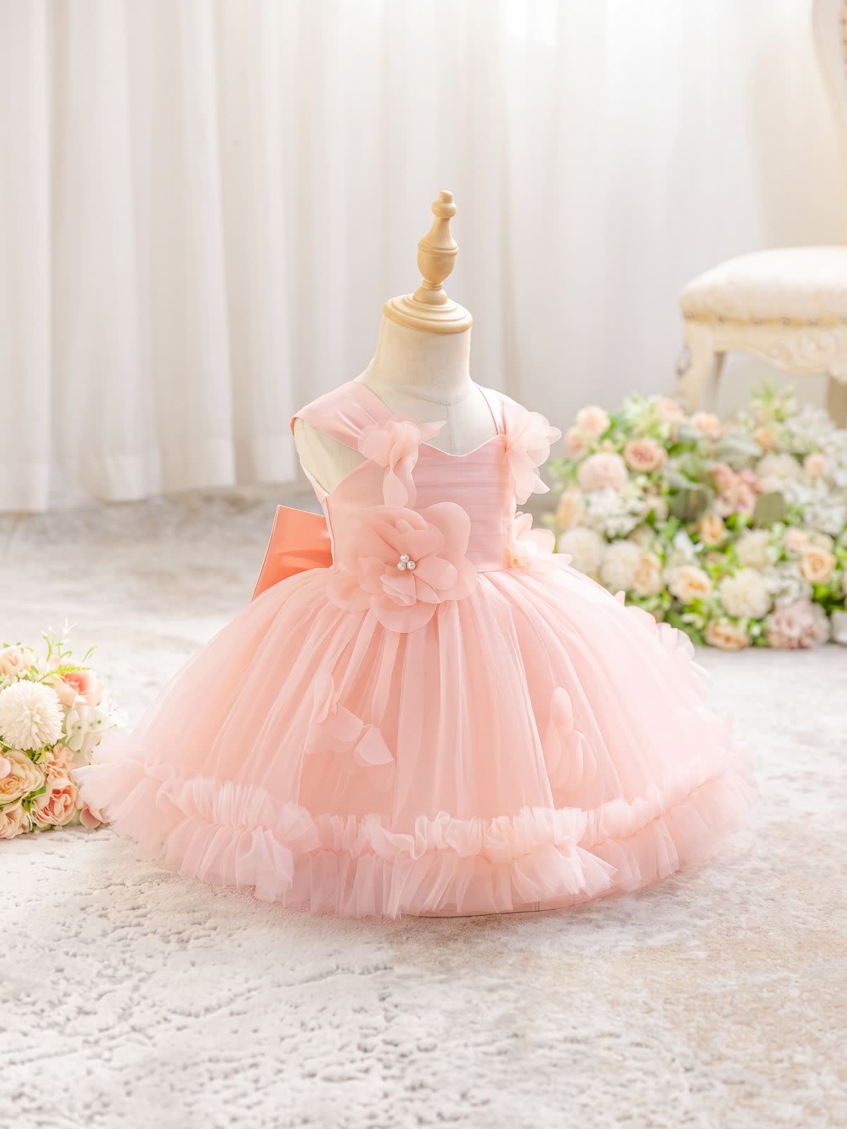 Mesh Rosette Sleeveless Midi Dresses - image 3