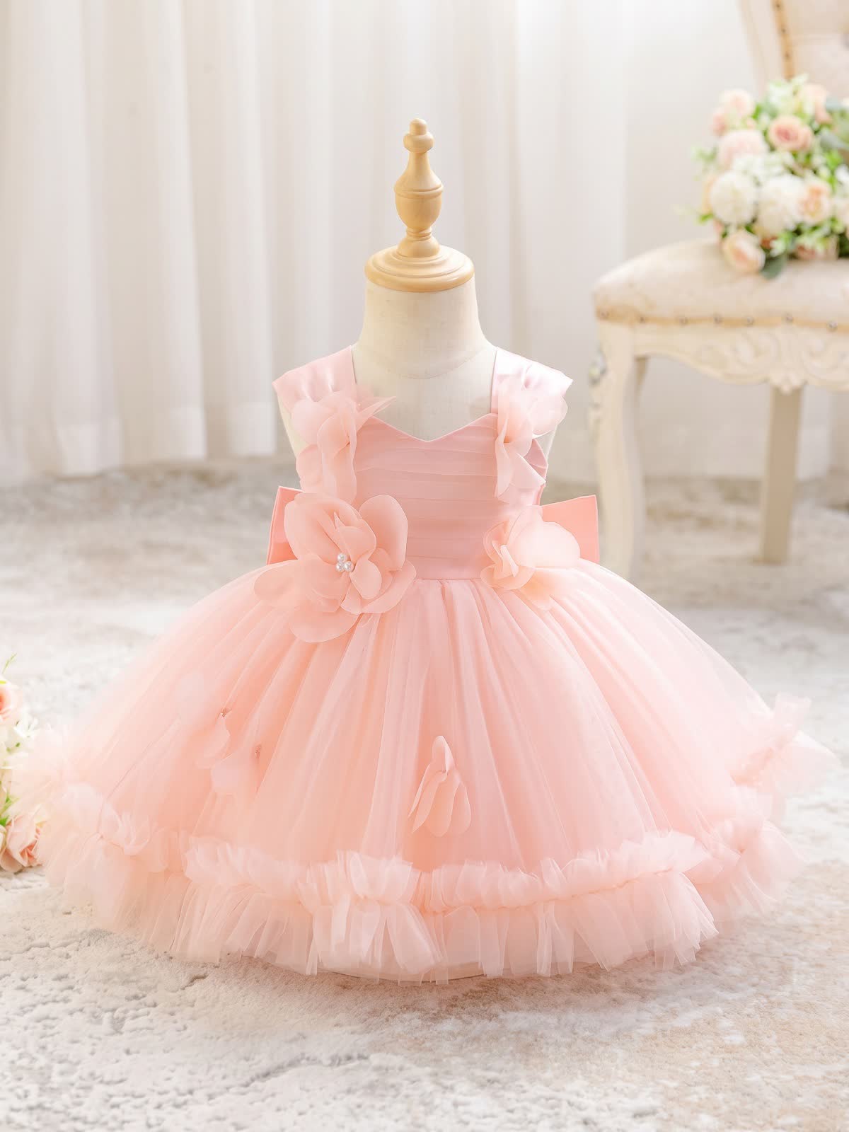 Mesh Rosette Sleeveless Midi Dresses - image 2