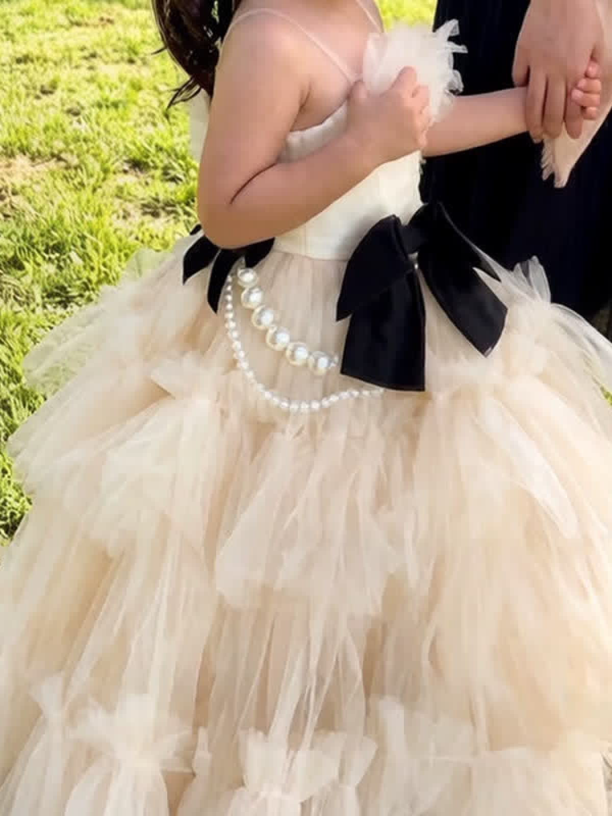 Mesh Bow Imitation Pearls  Ruched Gathered Sleeveless Maxi Dresses - image 7