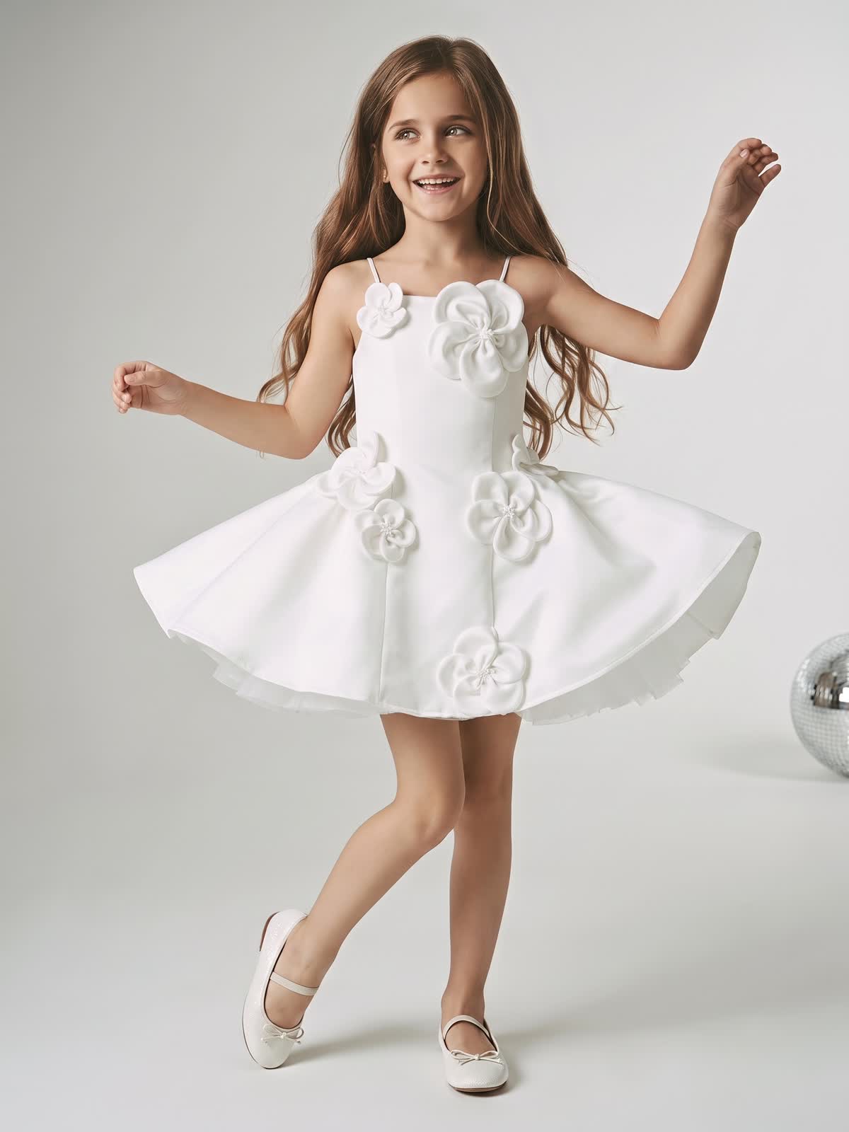 Satin Rosette Sleeveless Short Dresses - image 3