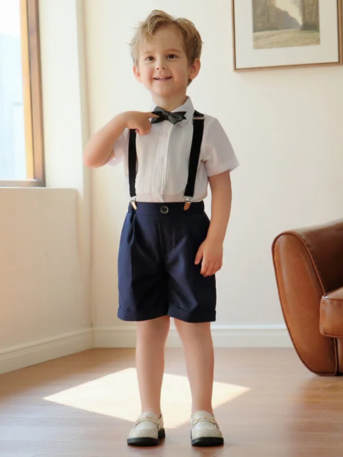 Cotton-Blend Short Sleeve Midi Two-piece set - Navy Blue - 12-13Y - image 2