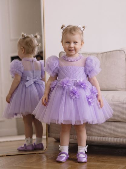 Mesh Rosette Short Sleeve Midi Dresses - image 2