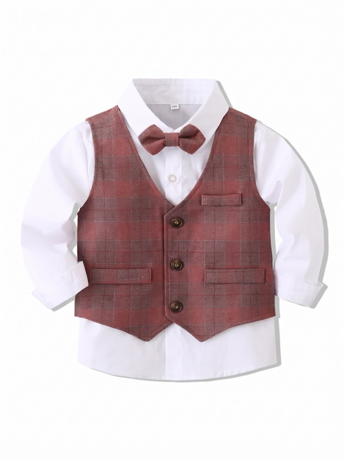 Cotton Bow Long Sleeve Regular 3-piece Formal Suit - image 3