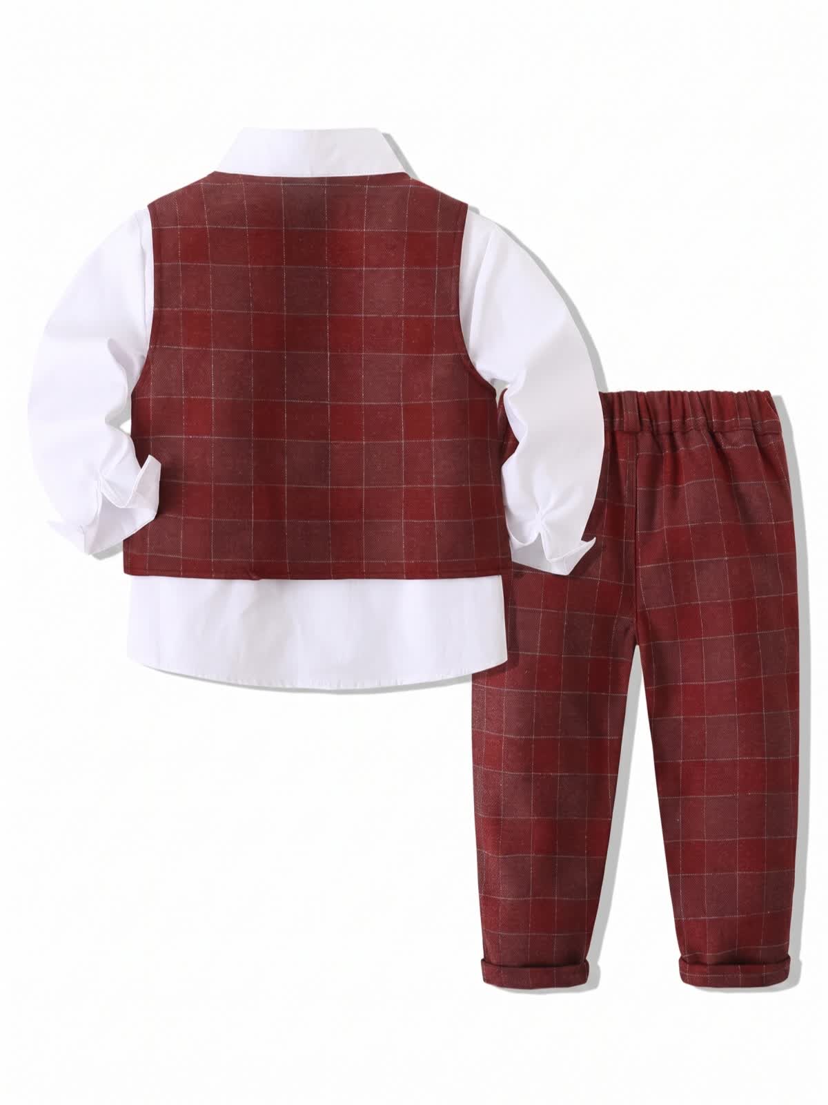 Cotton Bow Long Sleeve Regular 3-piece Formal Suit - image 34