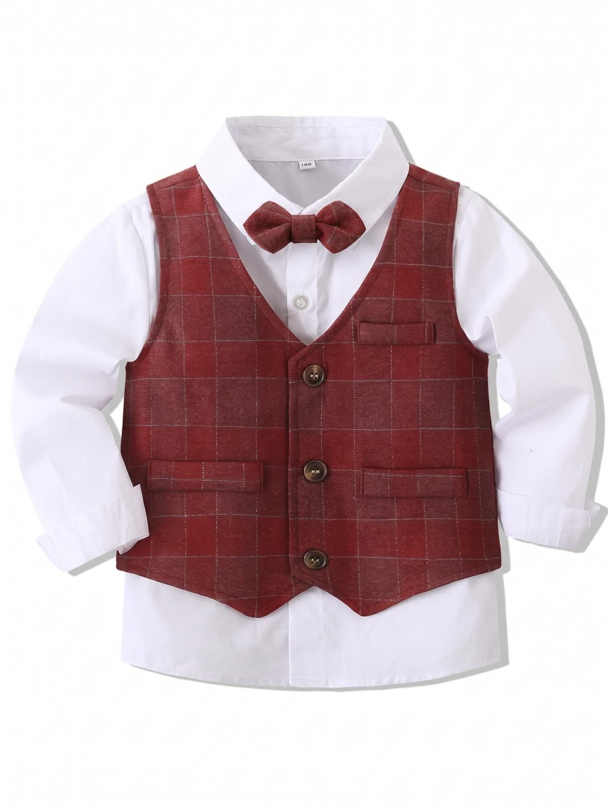 Cotton Bow Long Sleeve Regular 3-piece Formal Suit - image 35