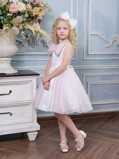 Chemical Fiber Blend Bow Sleeveless Short Dresses - image 4