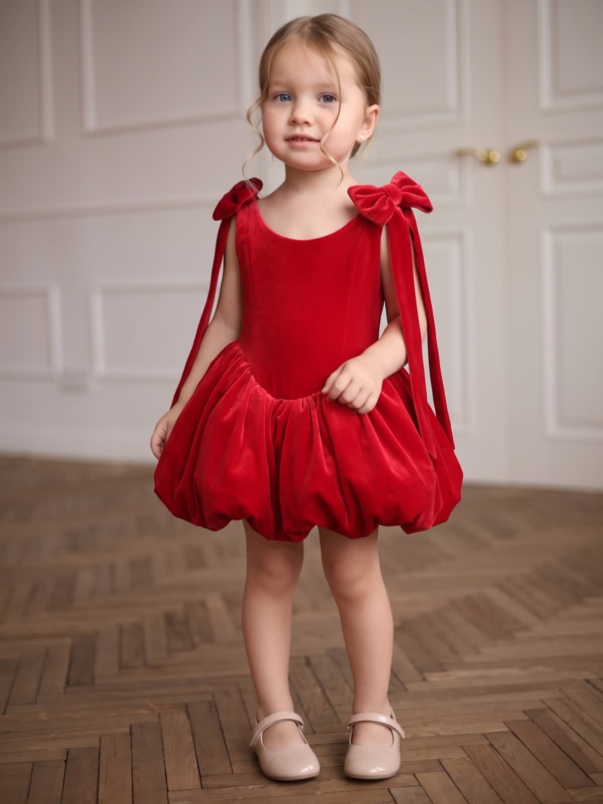 Velvet Ruched Sleeveless Short Dresses - Red - 150cm - image 1