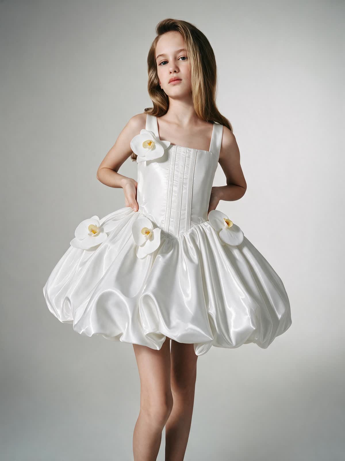Satin Rosette Sleeveless Short Dresses - image 3