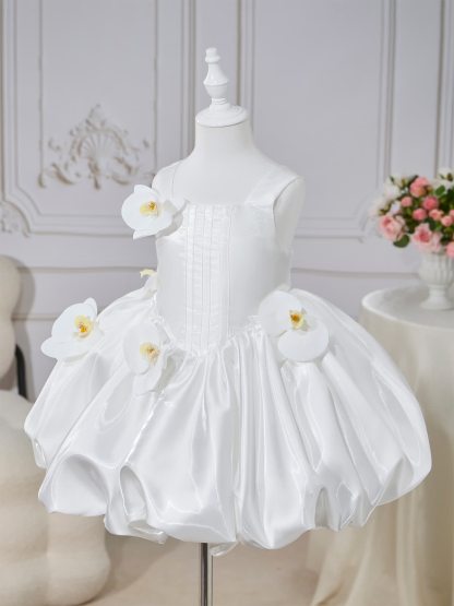 Satin Rosette Sleeveless Short Dresses - image 5