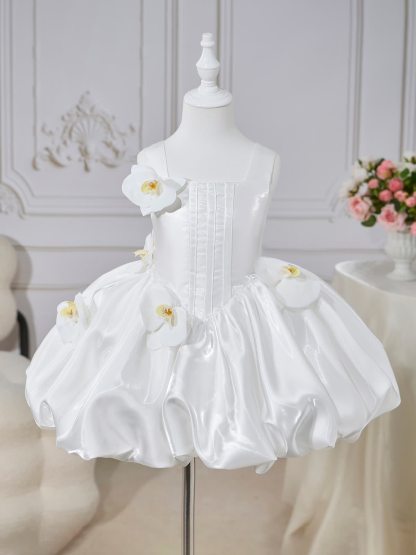 Satin Rosette Sleeveless Short Dresses - image 4