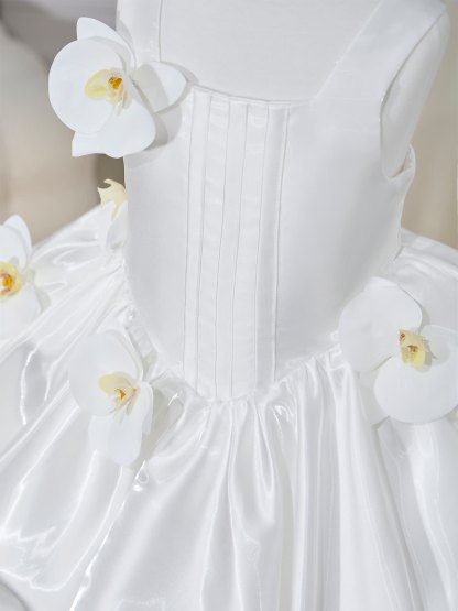Satin Rosette Sleeveless Short Dresses - image 8