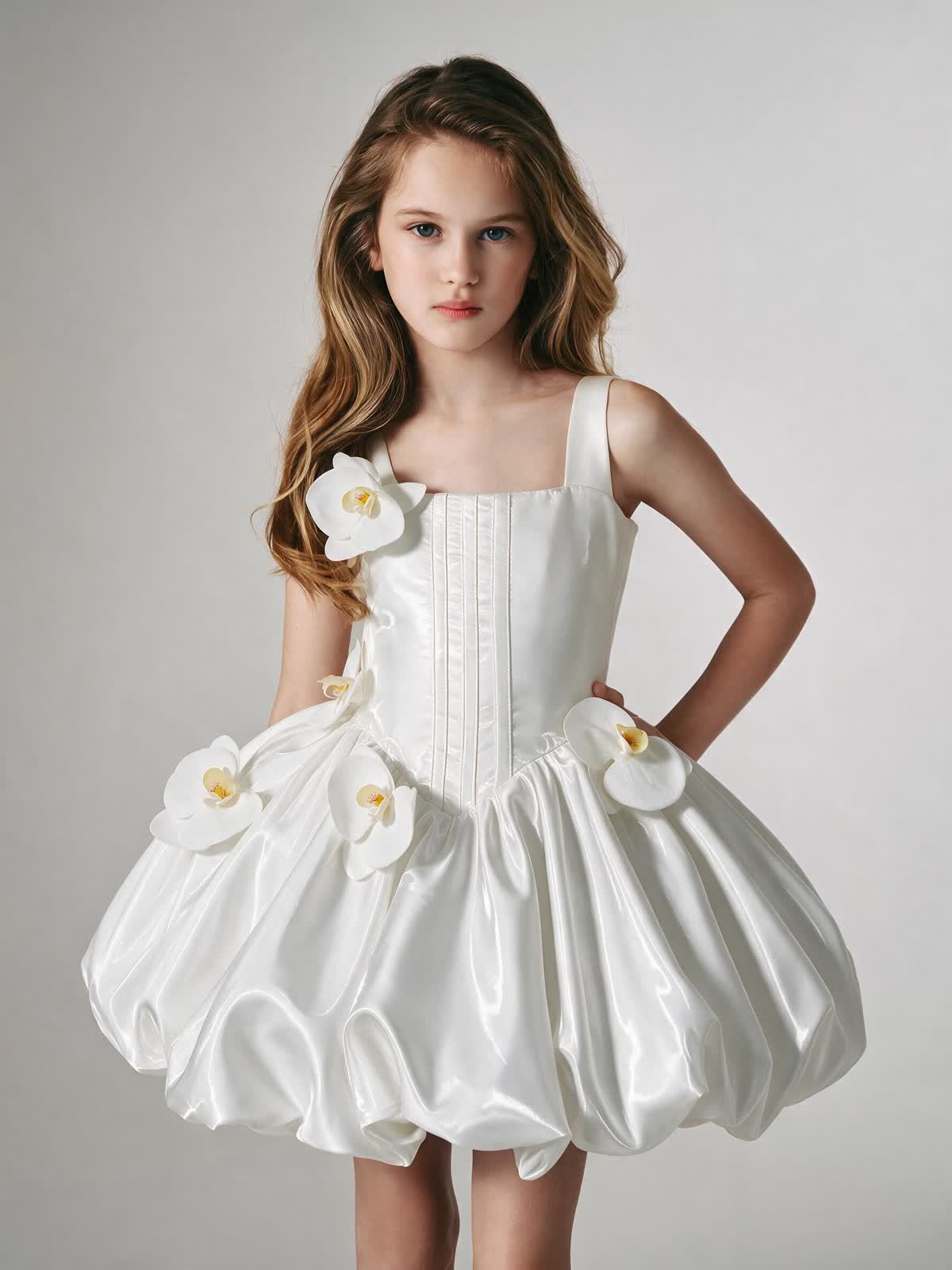 Satin Rosette Sleeveless Short Dresses - image 2