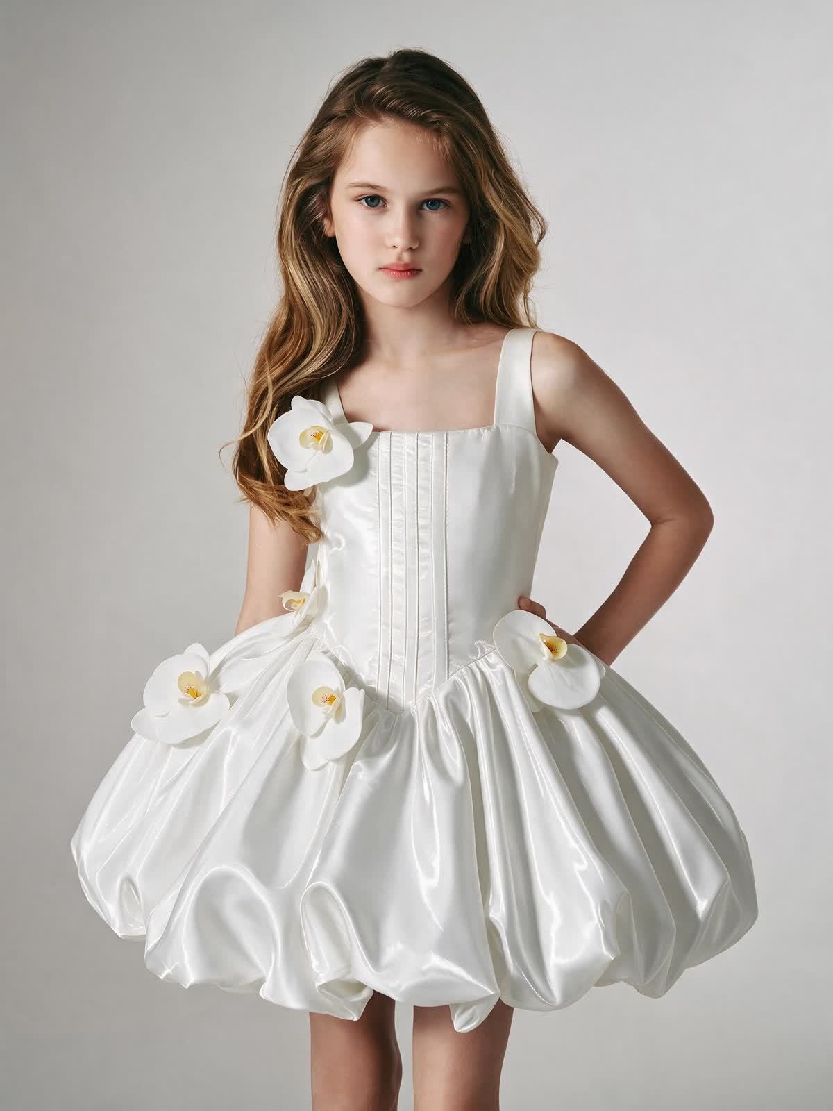 Satin Rosette Sleeveless Short Dresses - image 2