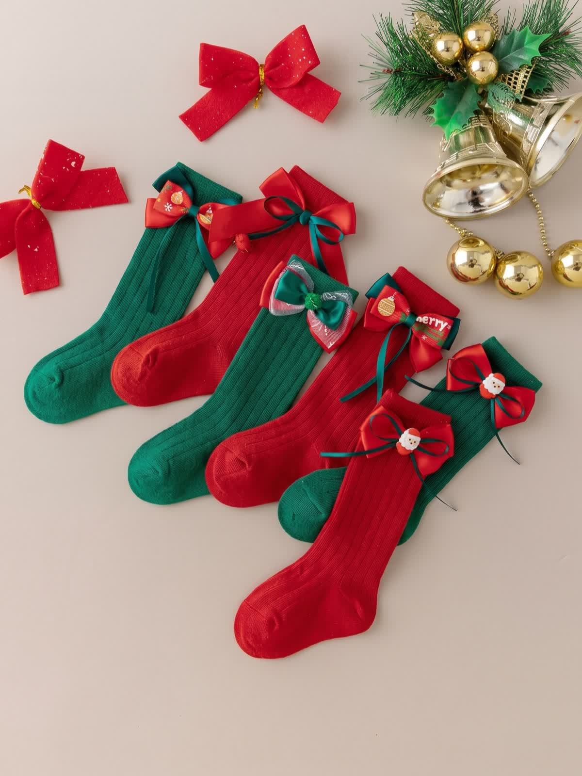 Solid With Bow Socks - image 1