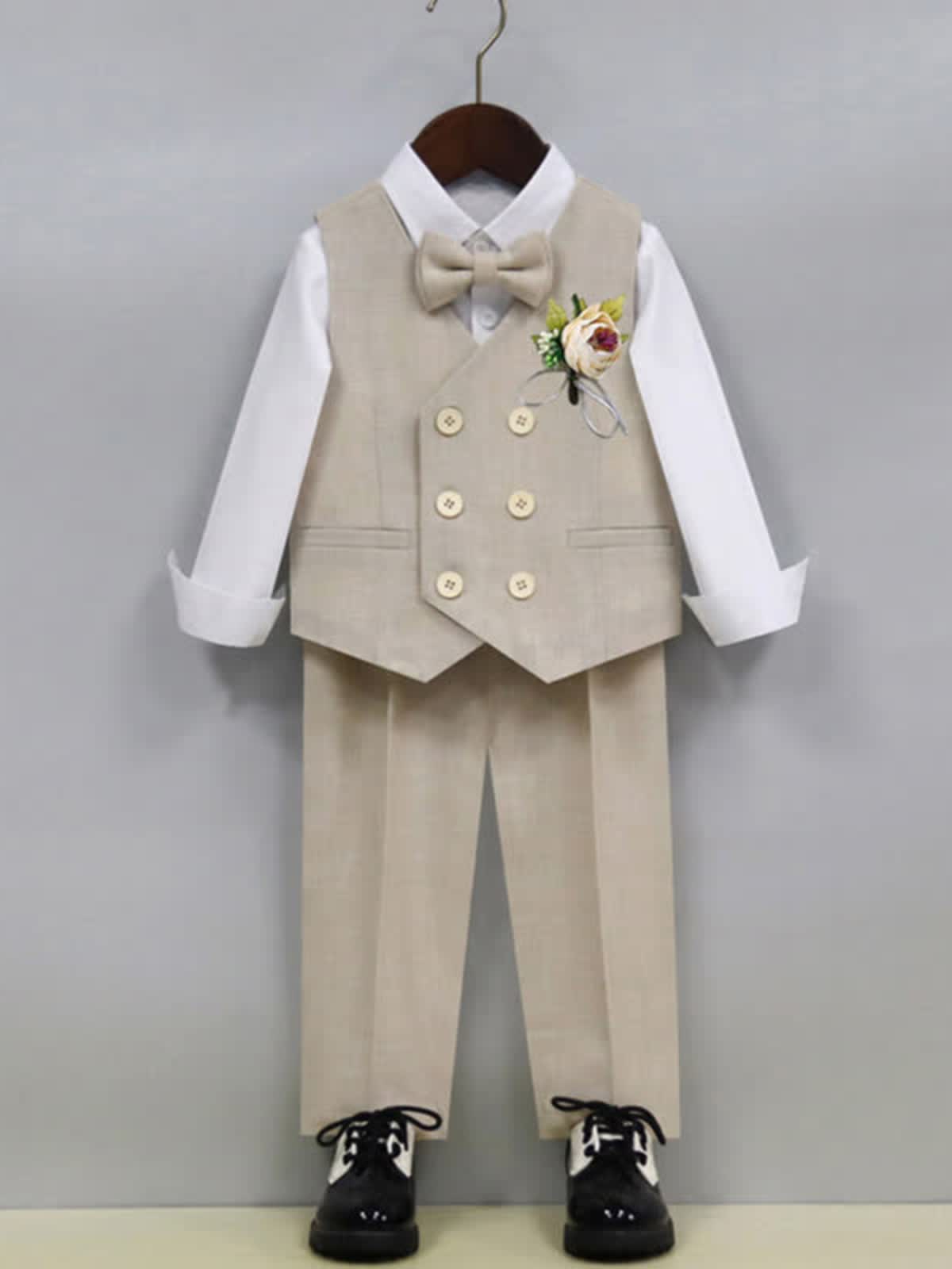 Chemical Fiber Blendlong Sleeveloose5-piece Formal Suit - Beige - 12-13Y - image 2