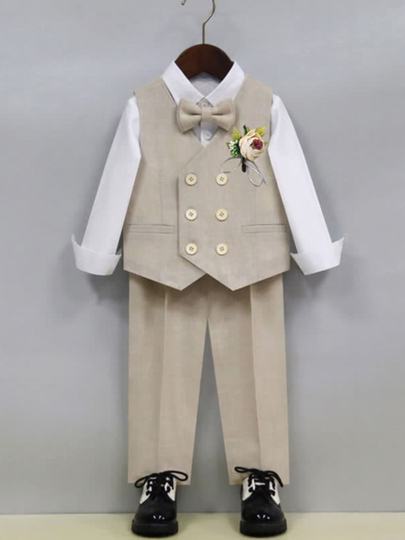 Chemical Fiber Blendlong Sleeveloose5-piece Formal Suit - Beige - 12-13Y - image 2