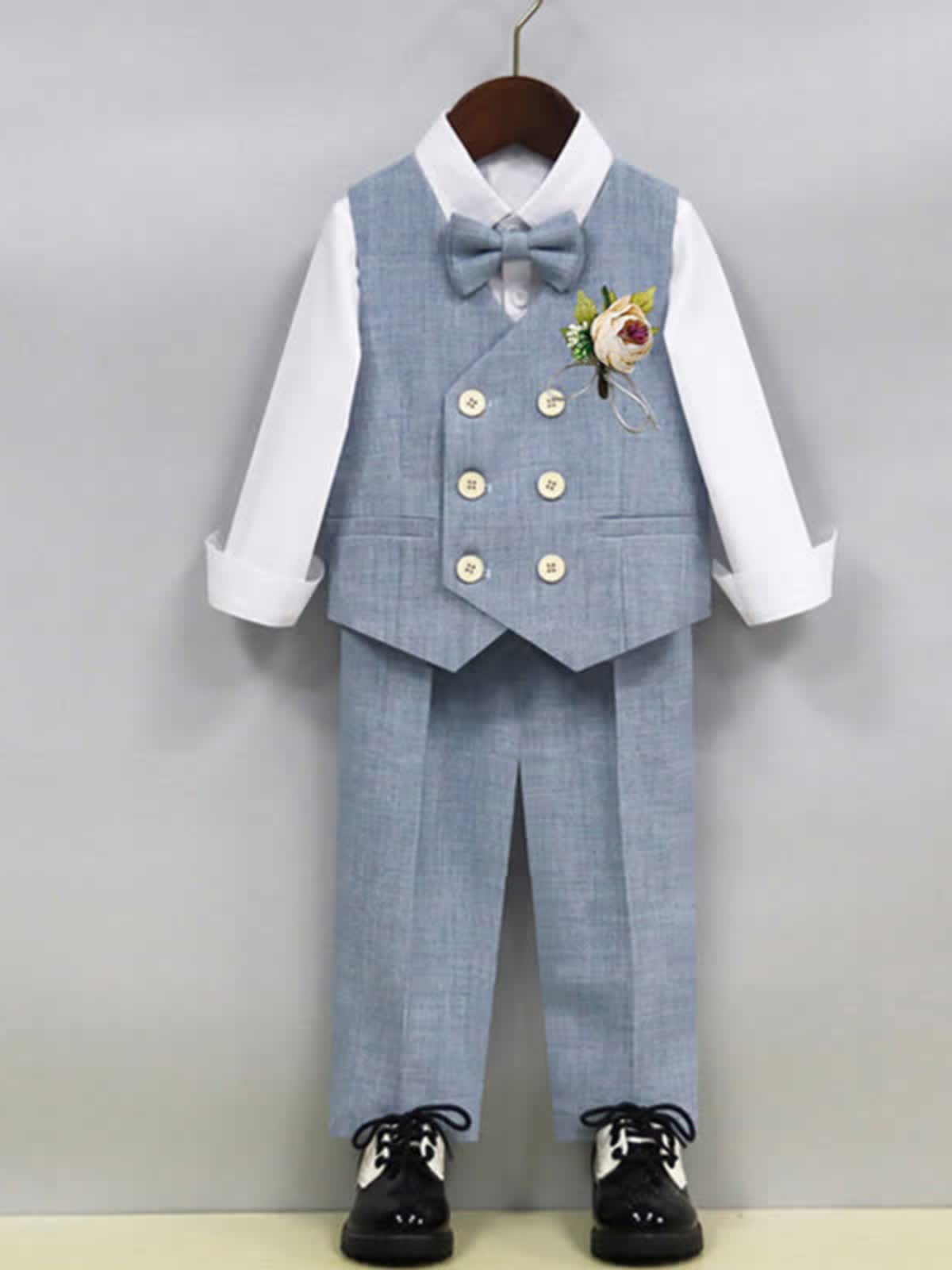 Chemical Fiber Blendlong Sleeveloose5-piece Formal Suit - Blue - 12-13Y - image 1