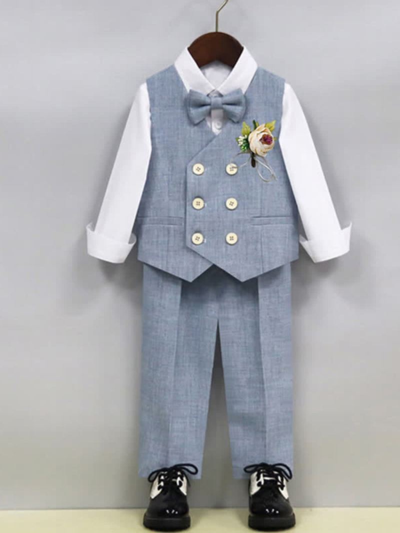 Chemical Fiber Blendlong Sleeveloose5-piece Formal Suit - Blue - 12-13Y - image 1