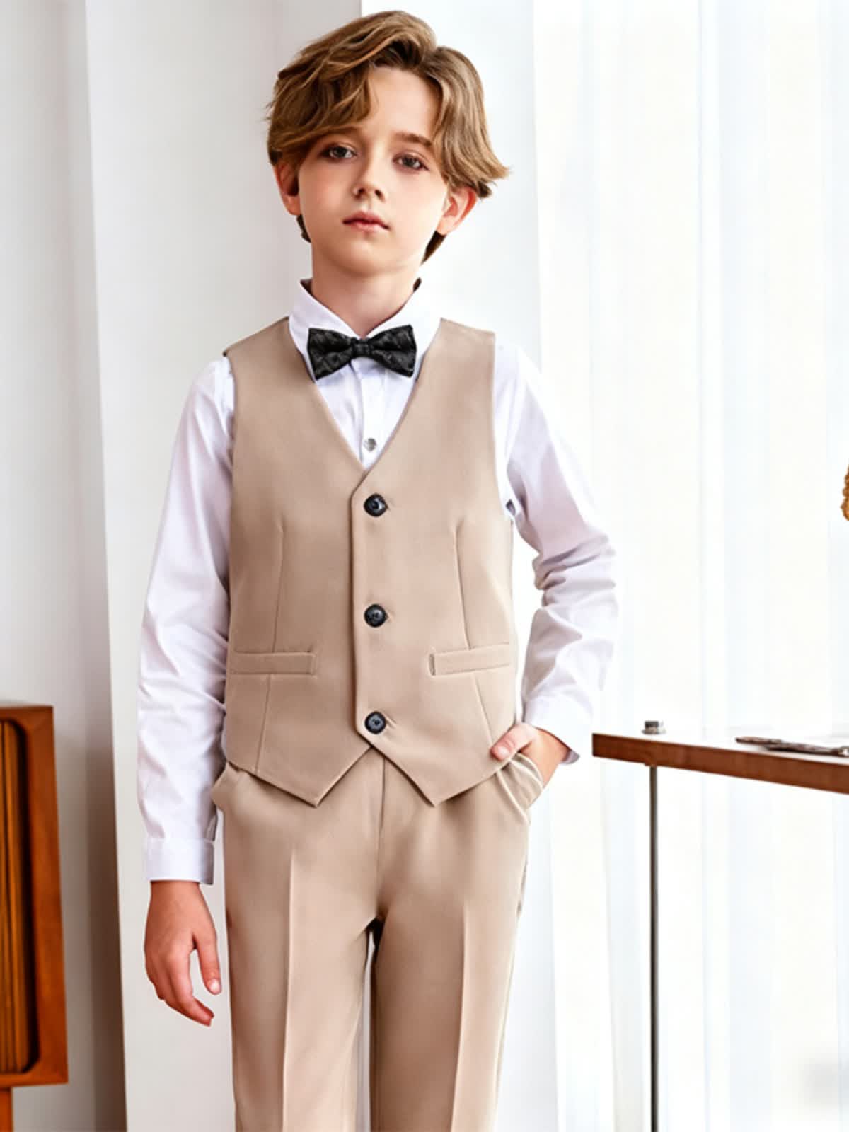 Chemical Fiber Blend Bow Long Sleeve Regular Six-piece Formal Suit - image 5