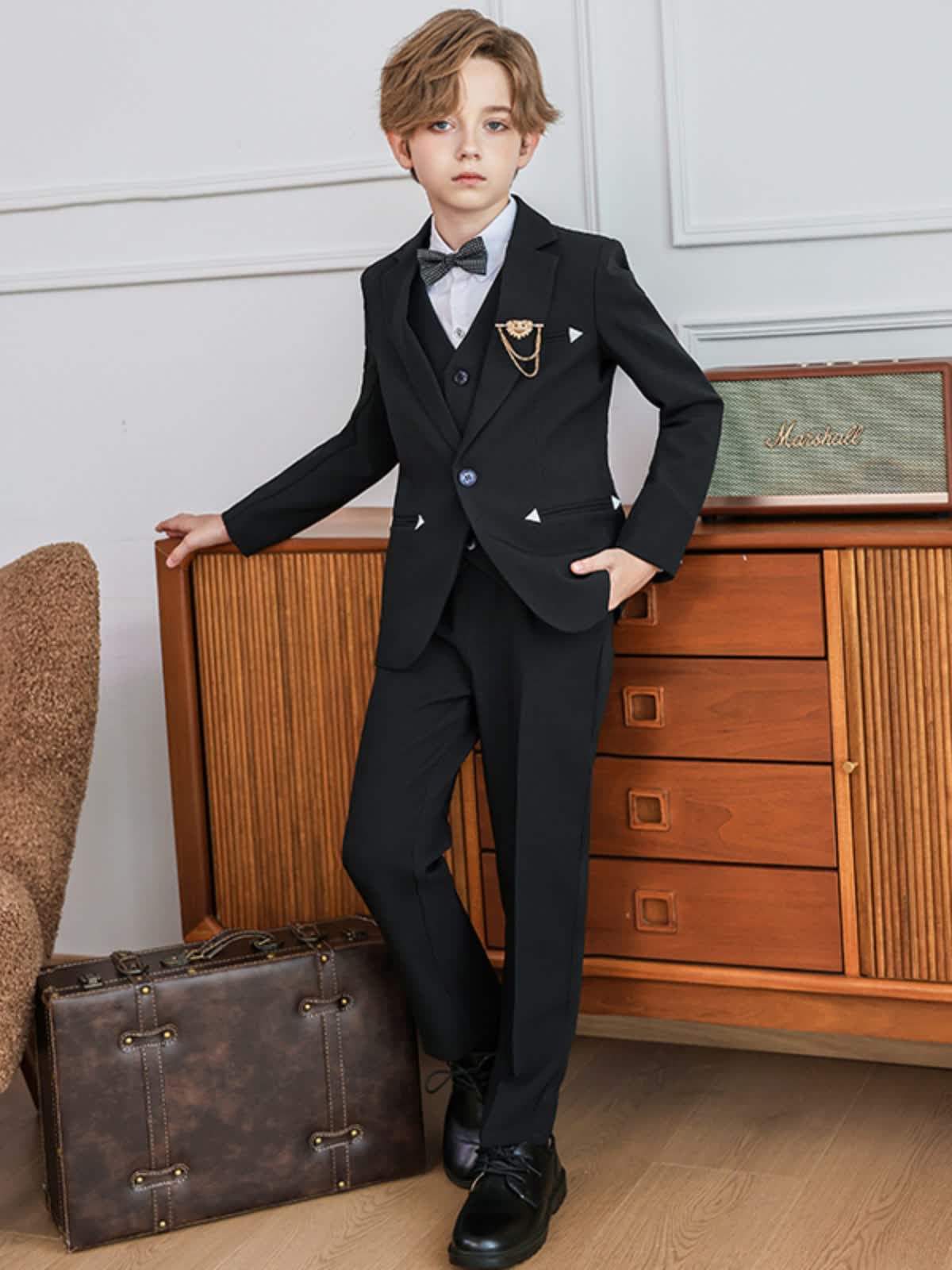 Chemical Fiber Blend Bow Long Sleeve Regular Six-piece Formal Suit - image 14