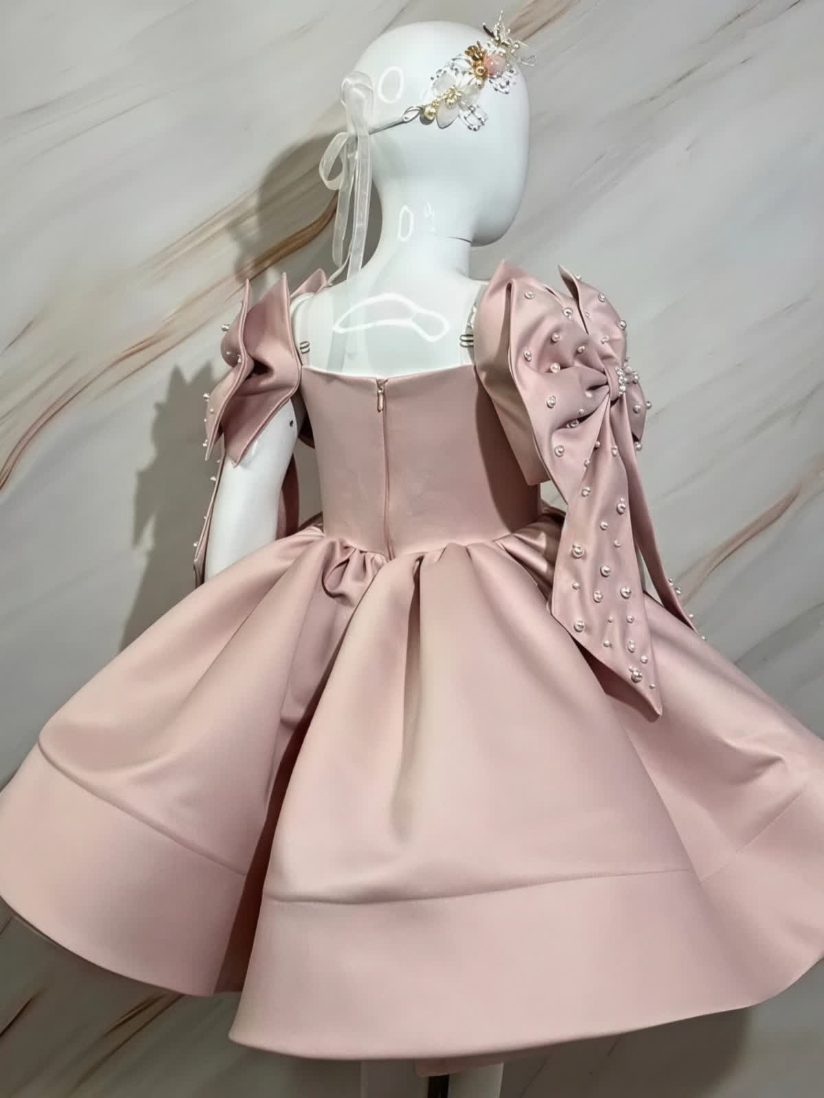 Satin Bow Sleeveless Short Dresses - image 6