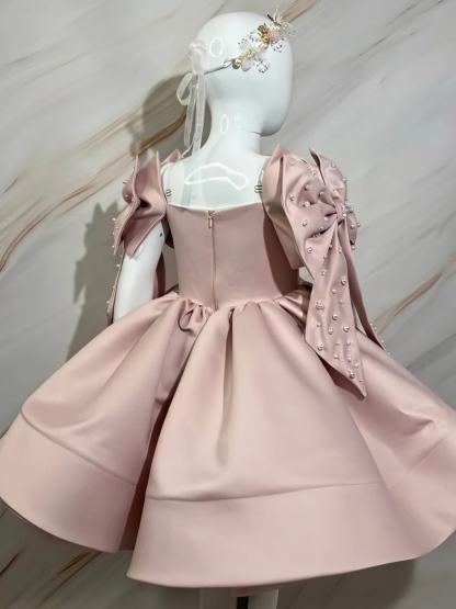 Satin Bow Sleeveless Short Dresses - image 6