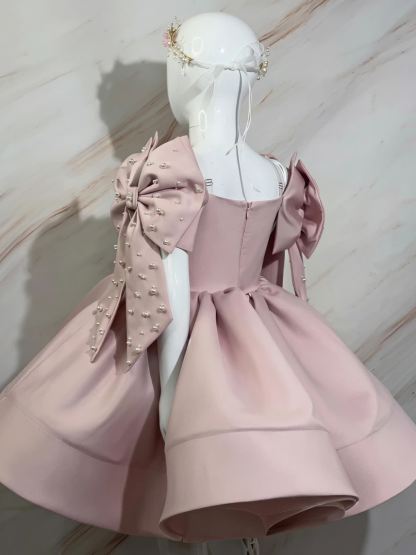 Satin Bow Sleeveless Short Dresses - image 5