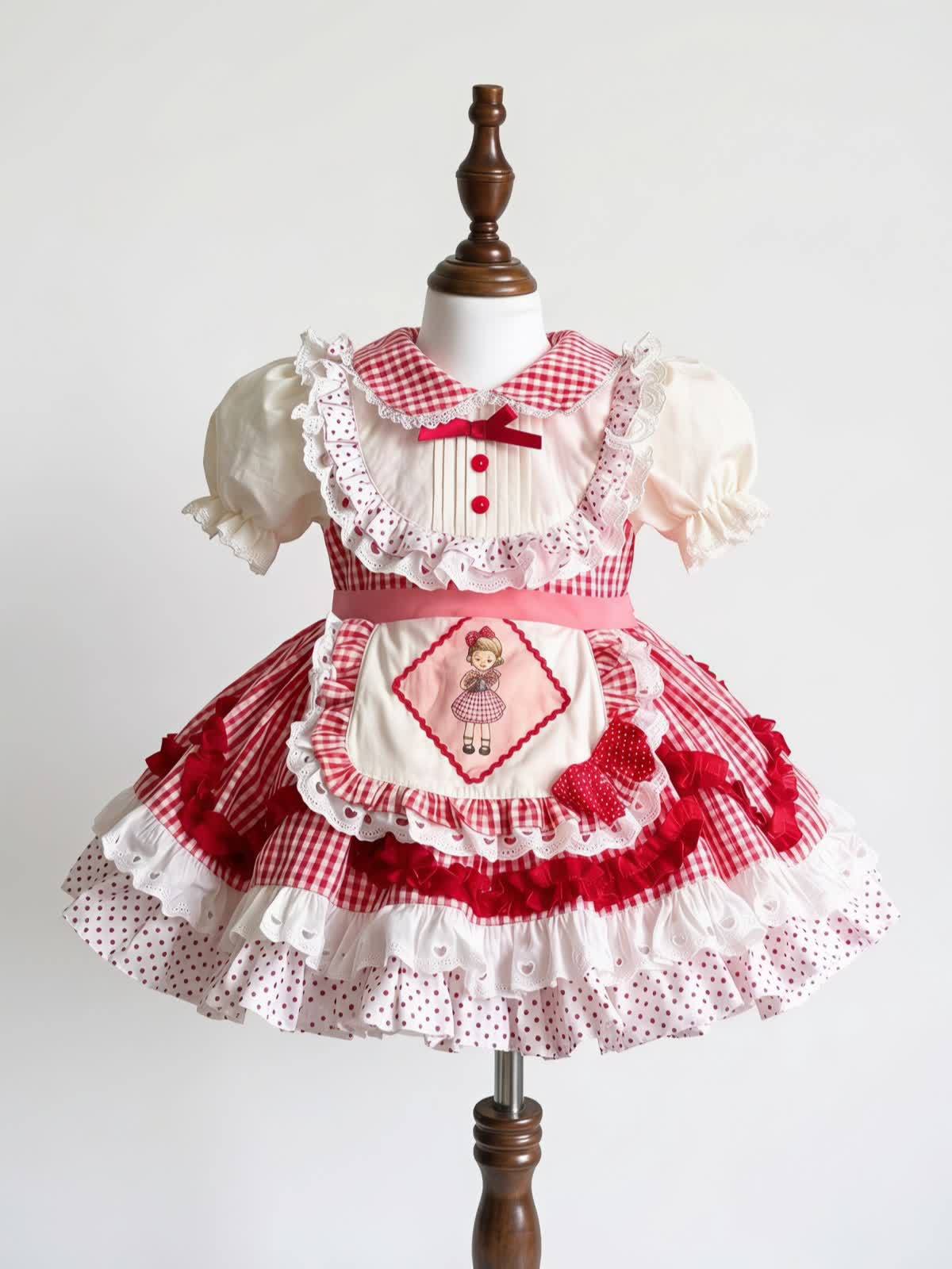 Cotton-Blend Bow Short Sleeve Short Dresses - image 5