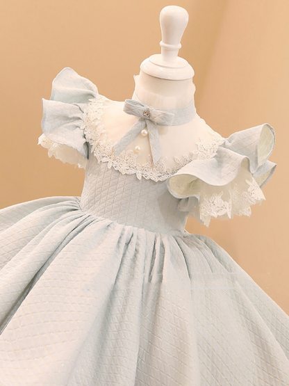 Acetate Bow Short Sleeve Short Dresses - image 5
