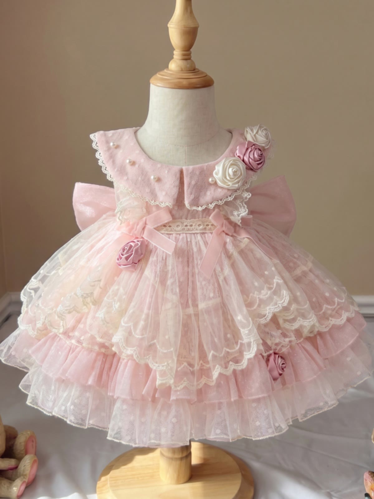 Mesh Rosette  Lace Edge Sleeveless Midi Dresses - image 2