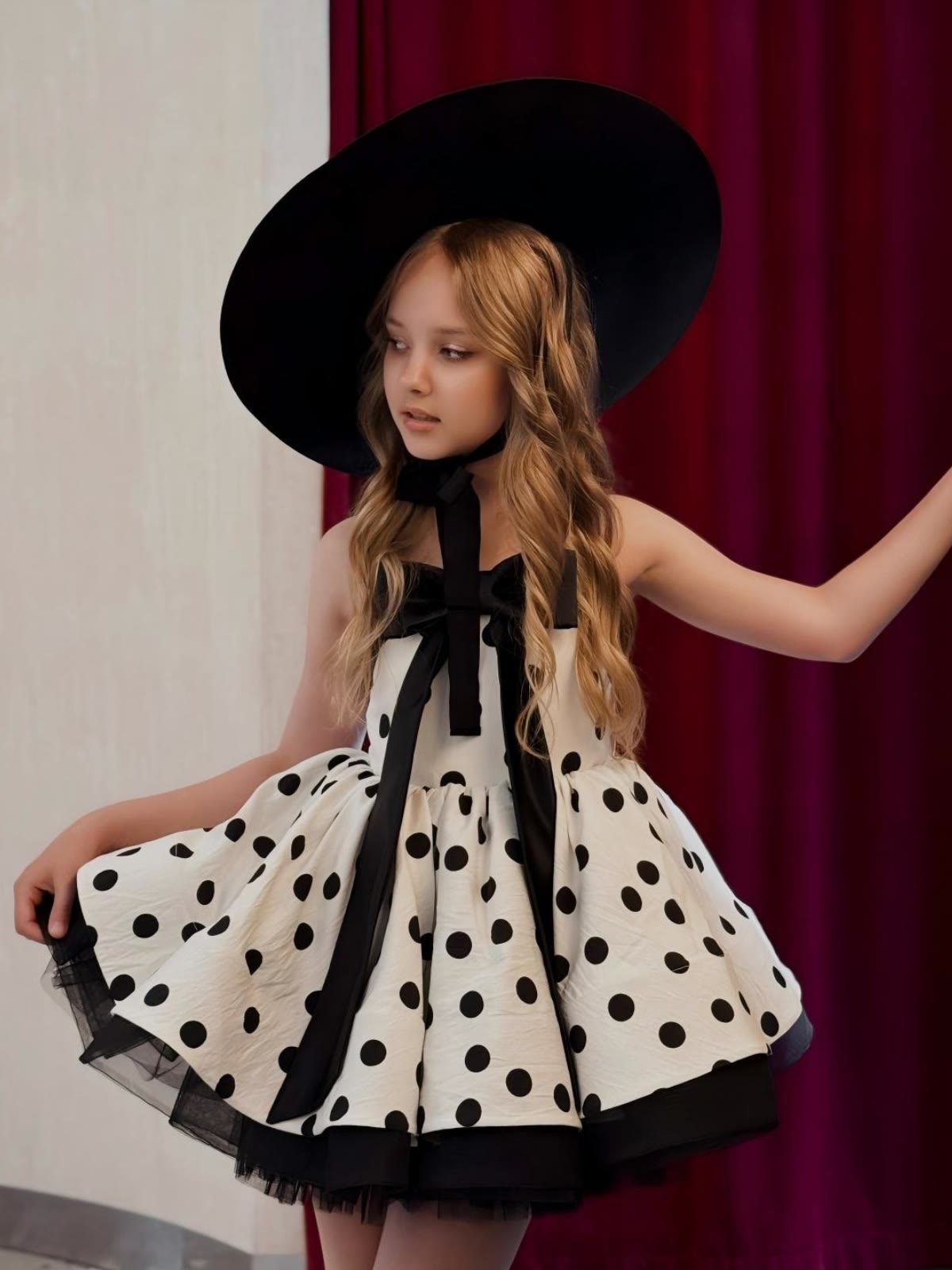 Satin Bow Sleeveless Short Dresses - White - 9-10Y - image 1