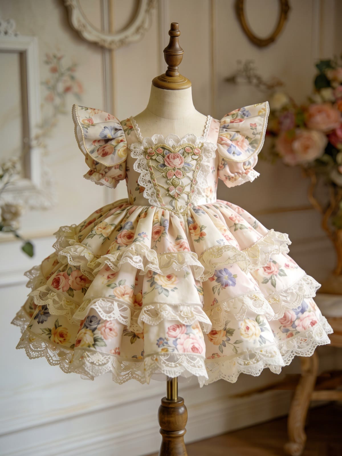 Polyester Cotton Lace Edge Short Sleeve Short Dresses - image 4