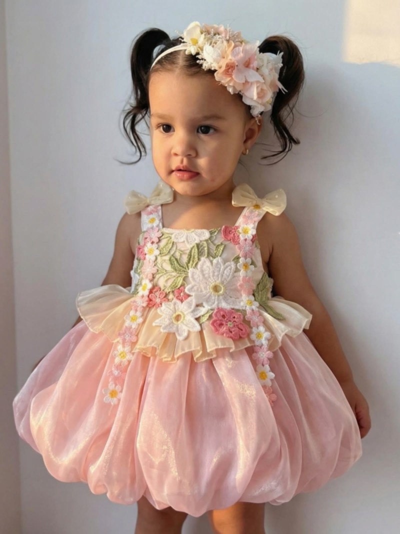 Organza Bow Embroidery Sleeveless Short Dresses - image 2