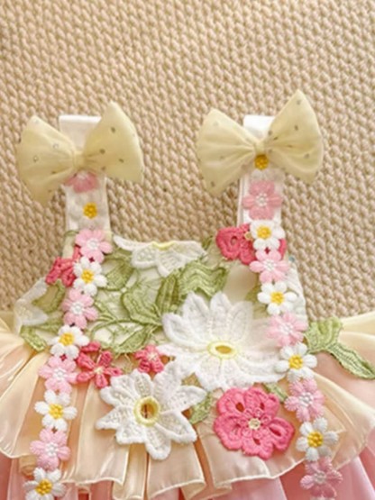 Organza Bow Embroidery Sleeveless Short Dresses - image 5
