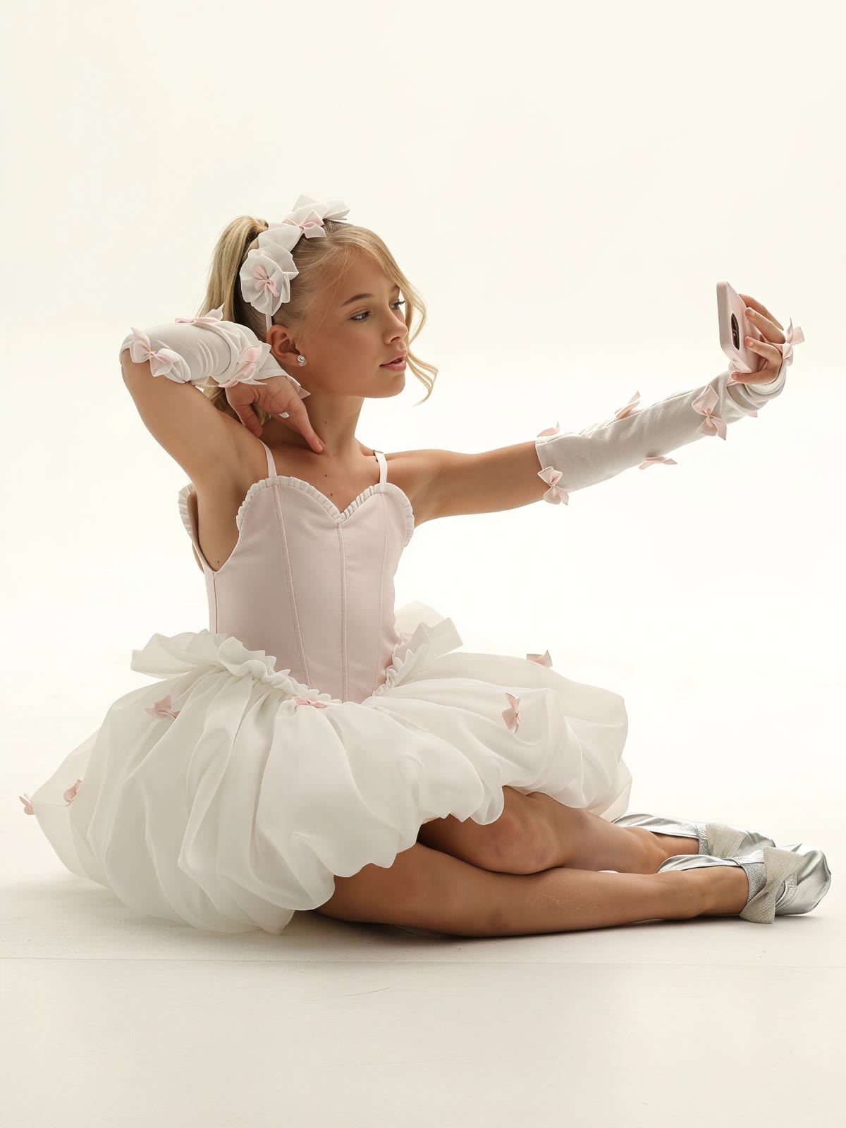 Satin Bow Ballet Sleeveless Short Dresses Without Gloves - image 3