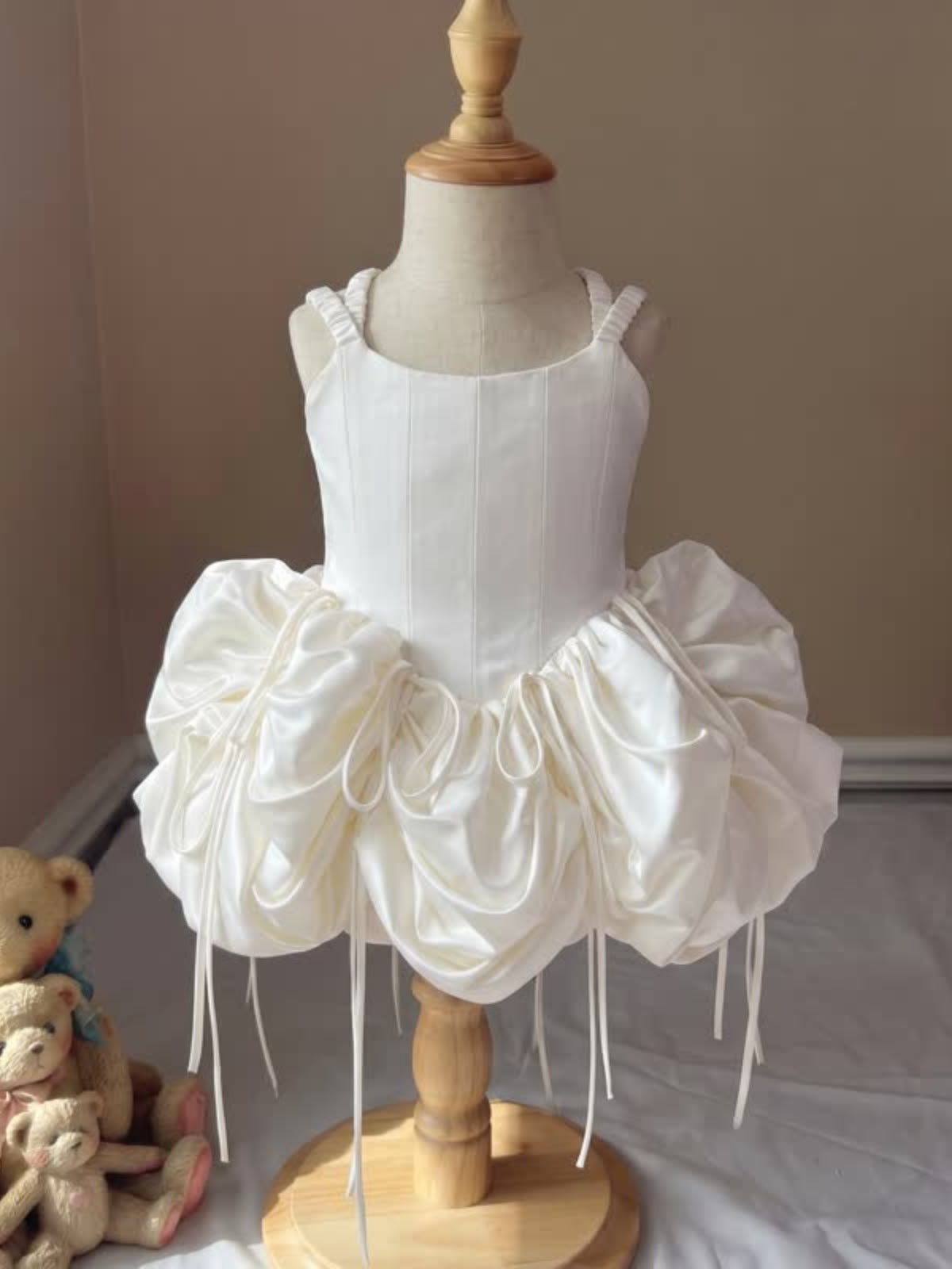 Satin Drawstring Sleeveless Short Dresses - image 2