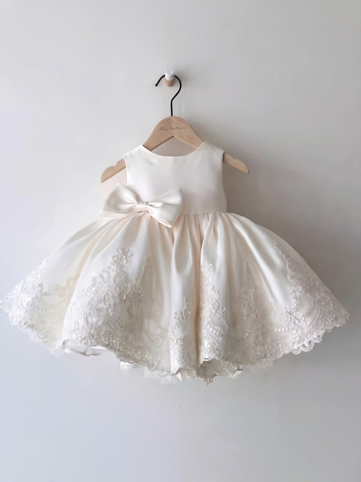 Satin Stitching Lace Bow Sleeveless Midi Dresses - White - 13-14Y - image 1