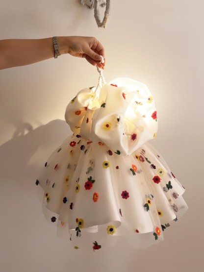 Satin Floral-embroidered Short Sleeve Midi Dresses - image 7