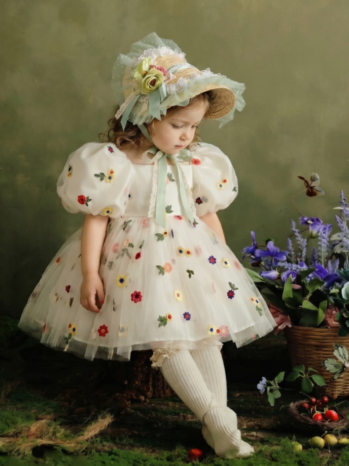 Satin Floral-embroidered Short Sleeve Midi Dresses - image 2