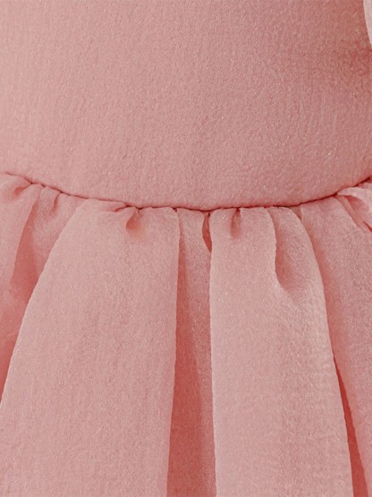 Organza Cotton-Blend Bow Ruched Short Sleeve Regular Dresses - image 7